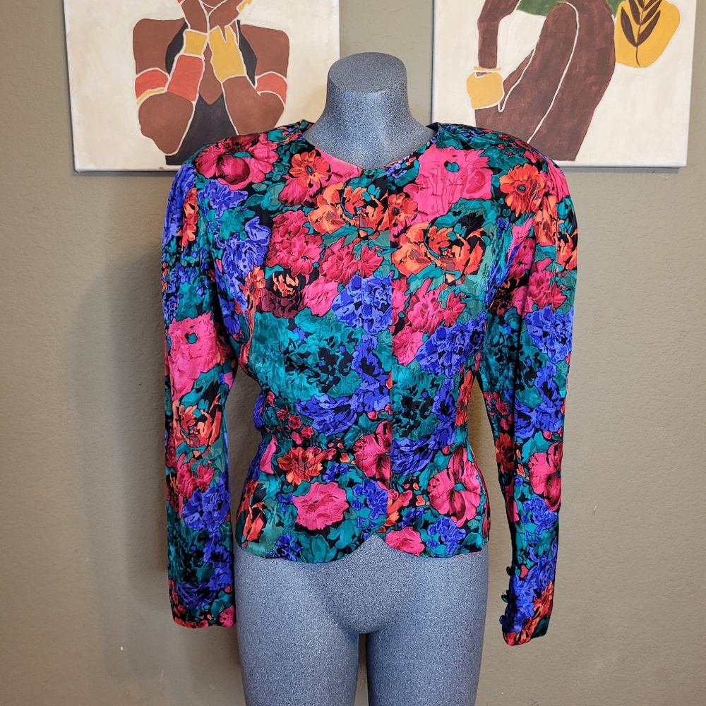 Adrianna Papell Lightweight Silk Blazer Floral Size 16